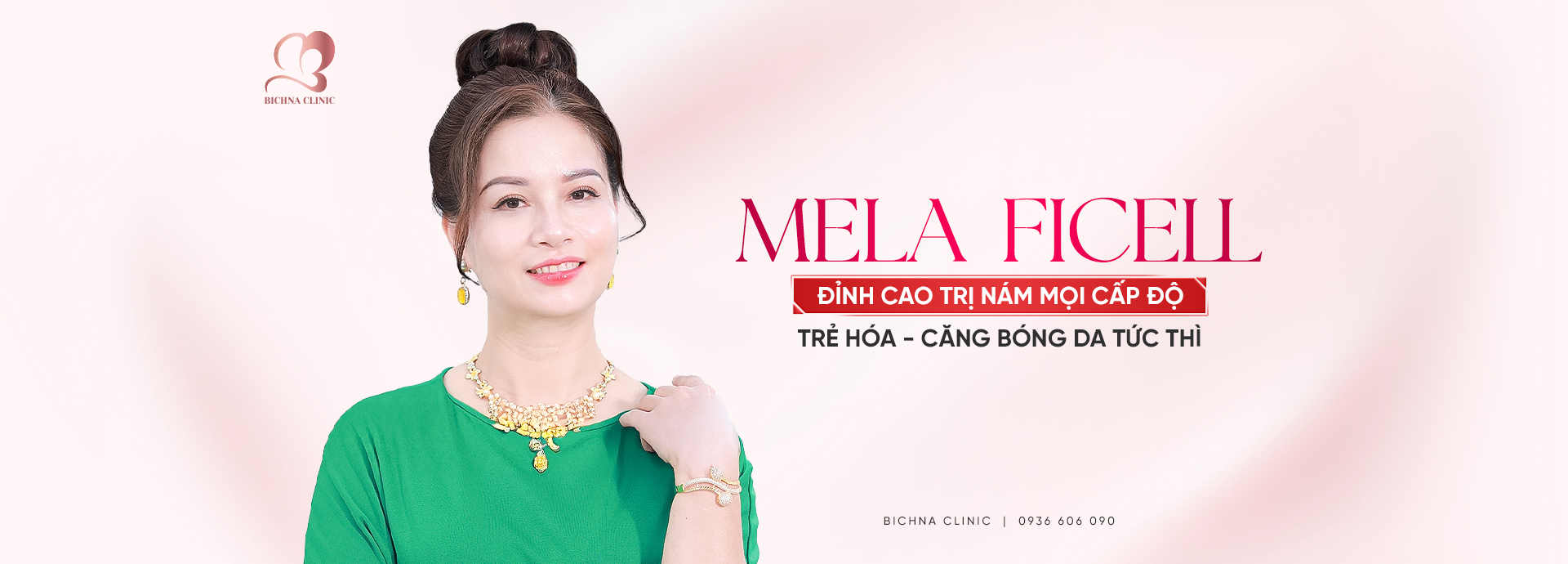 Mela Ficell là công nghệ điều trị nám độc quyền tại BichNa Clinic – Mela Ficell với khả năng loại bỏ hoàn toàn các loại nám, kháng nám quay trở lại vĩnh viễn. Mang đến cho chị em làn da sáng khỏe, mịn màng như được trẻ ra đến chục tuổi.
